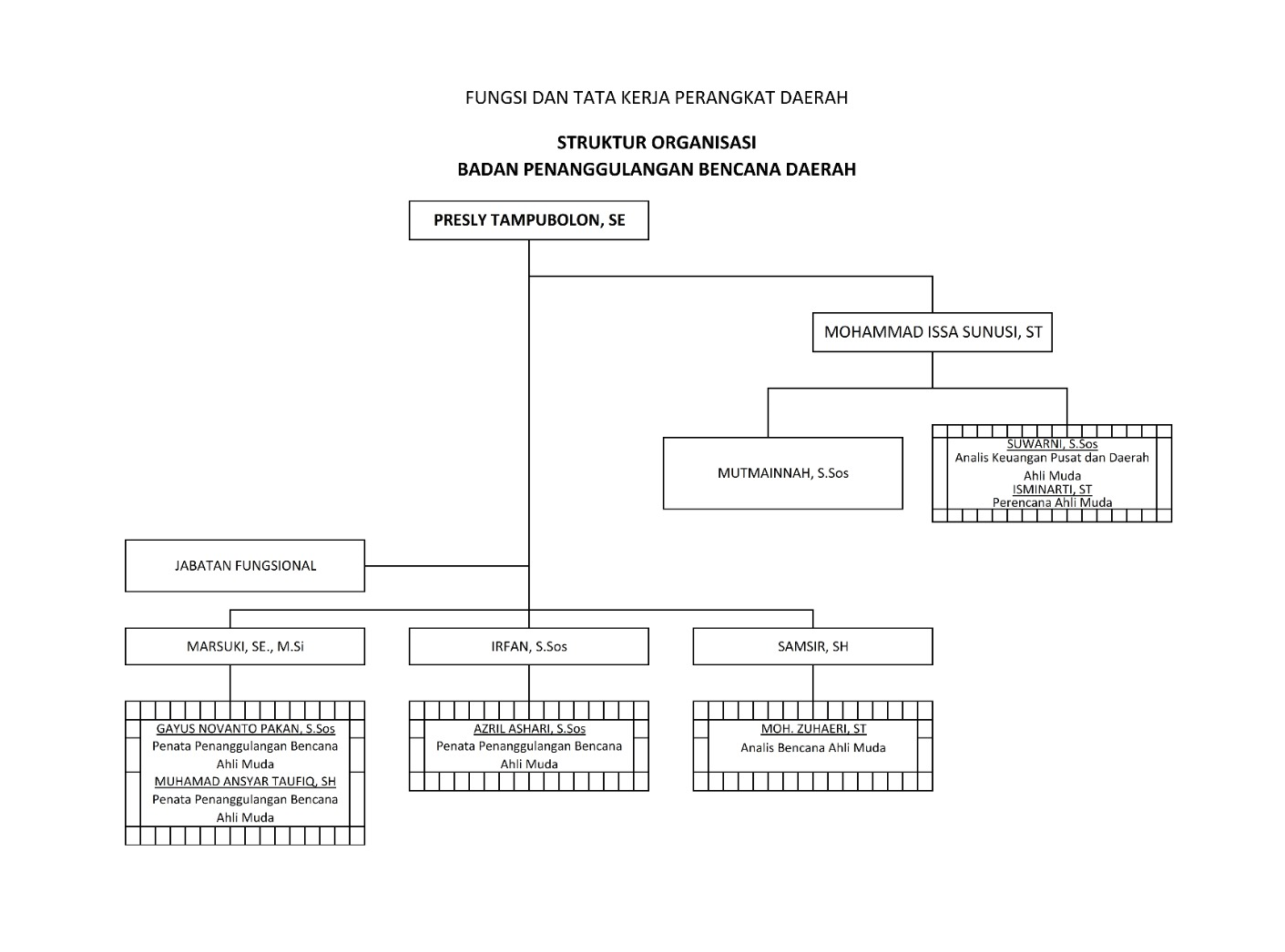 Struktur Organisasi BPBD Kota Palu